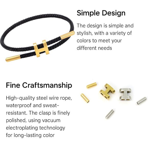 Luxury H Shape Buckle Bracelet - Polished 18k Gold-Plated Women's Jewelry - Picture 2 of 6